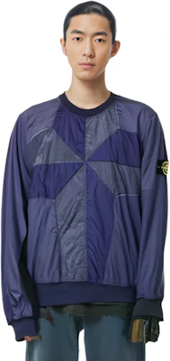 ストーンアイランド SS22 ブルー ルーズフィット パッチワーク ニット カーディガン セーター 761560254-V0027 1