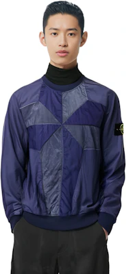 ストーンアイランド SS22 ブルー ルーズフィット パッチワーク ニット カーディガン セーター 761560254-V0027 2