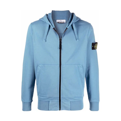 Stone Island SS22 Compass Badge Cotton Zip Hoodie Men’s Misty Blue 761564251-V0046