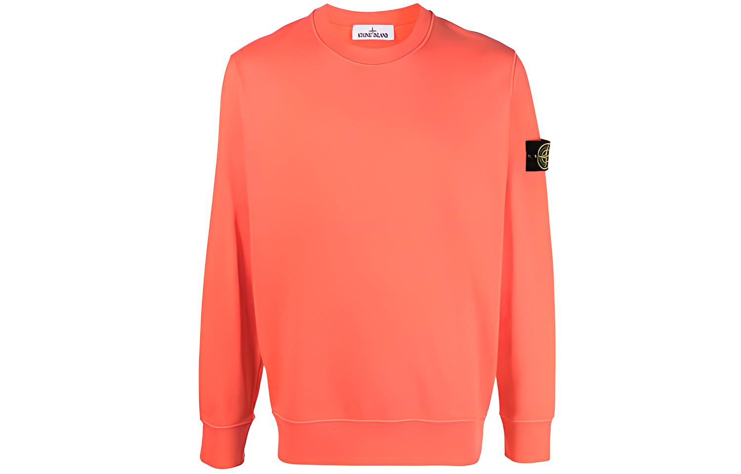 Stone Island SS22 Compass Badge Crewneck Sweatshirt Orange 761563051-V0032