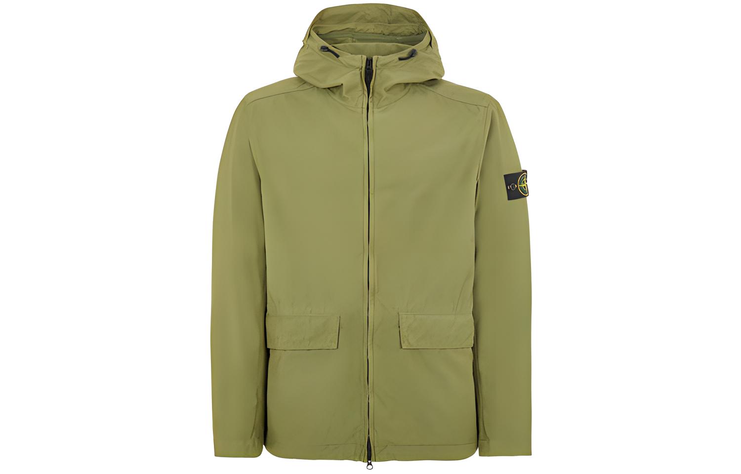 Stone Island SS22 Compass Badge Green Hooded Zip Jacket for Men 761540833-V0058