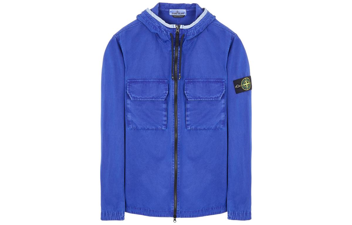 Stone Island SS22 Compass Badge Hooded Jacket Blue 7615122WN-V0122
