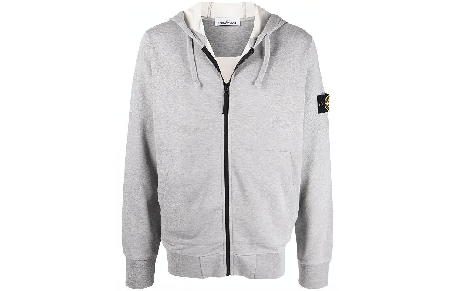 STONE ISLAND SS22 Compass Badge Zip-Up Hoodie Grey 761564251-V0M64
