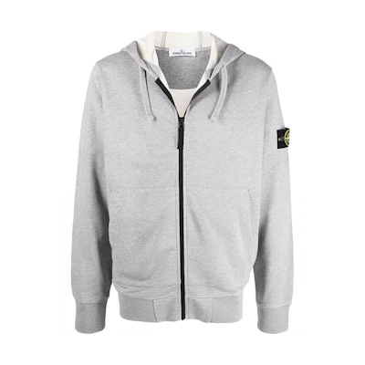 STONE ISLAND SS22 Compass Badge Zip-Up Hoodie Grey 761564251-V0M64