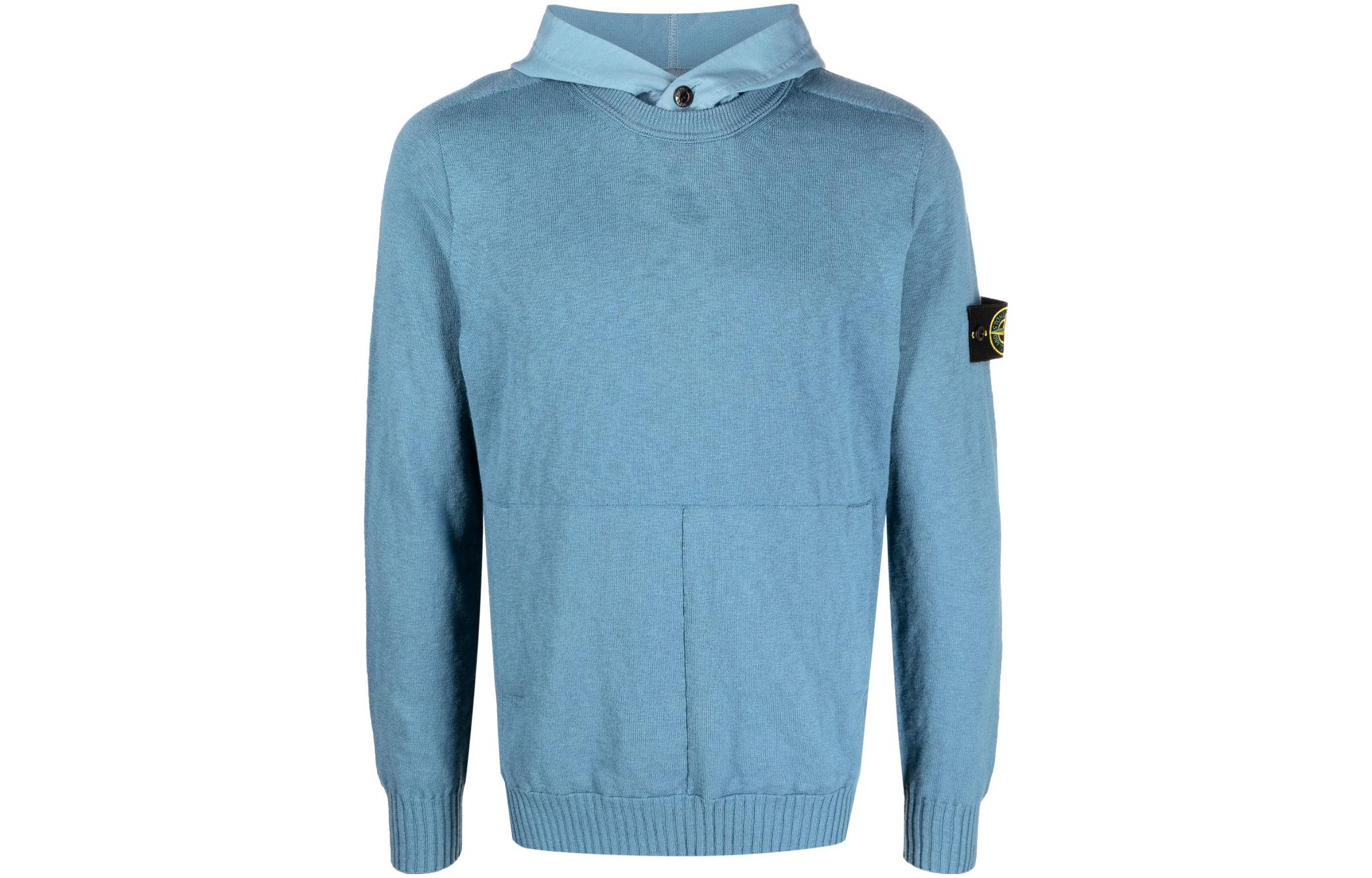 Stone Island SS22 Compass Logo Solid Hoodie Men’s Fog Blue 7615511B0-V0046