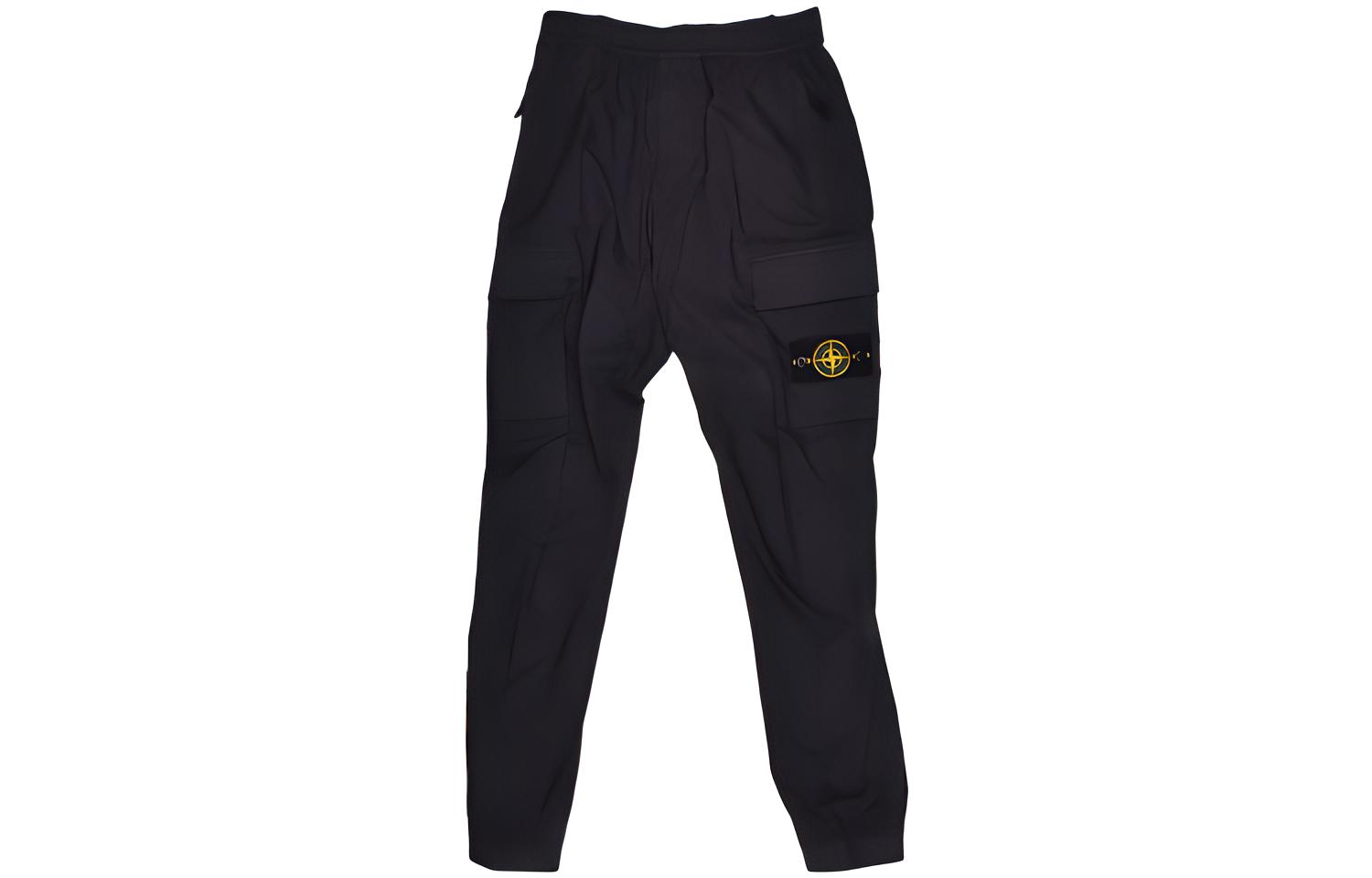Stone Island SS22 Compass Patch Cargo Pants  - Charcoal Black 761531303-V0065