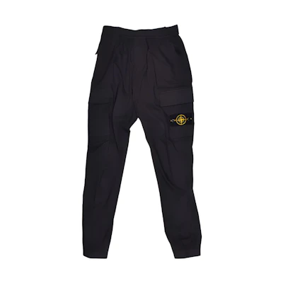 Stone Island SS22 Compass Patch Cargo Pants - Charcoal Black 761531303-V0065