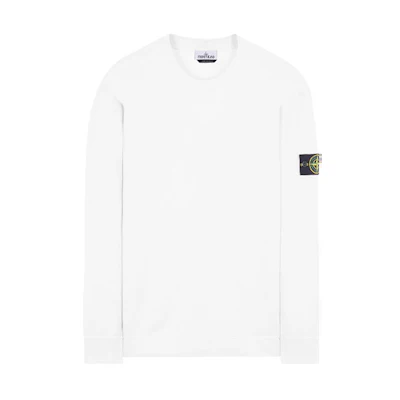 STONE ISLAND SS22 Compass Patch Cotton Crewneck Sweatshirt Off-White Men’s Heavyweight. 761563750-V0003