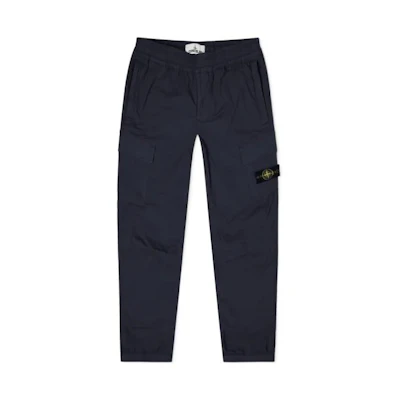 Stone Island SS22 Compass Patch Navy Blue Casual Cargo Pants Mens. 761531303-V0020