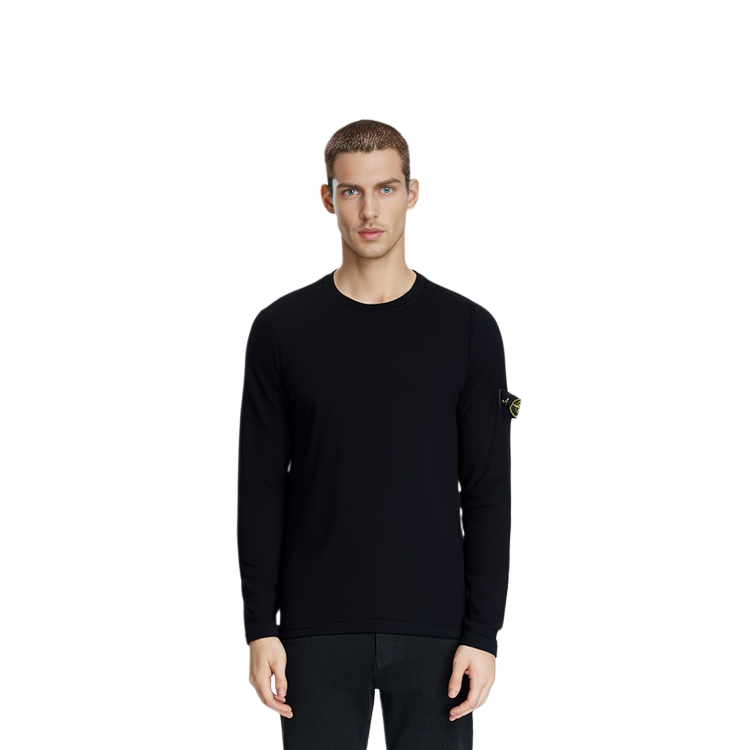 Sizing STONE ISLAND SS22 羅盤徽章黑色套頭毛衣 男款. 7615502B0-V0029