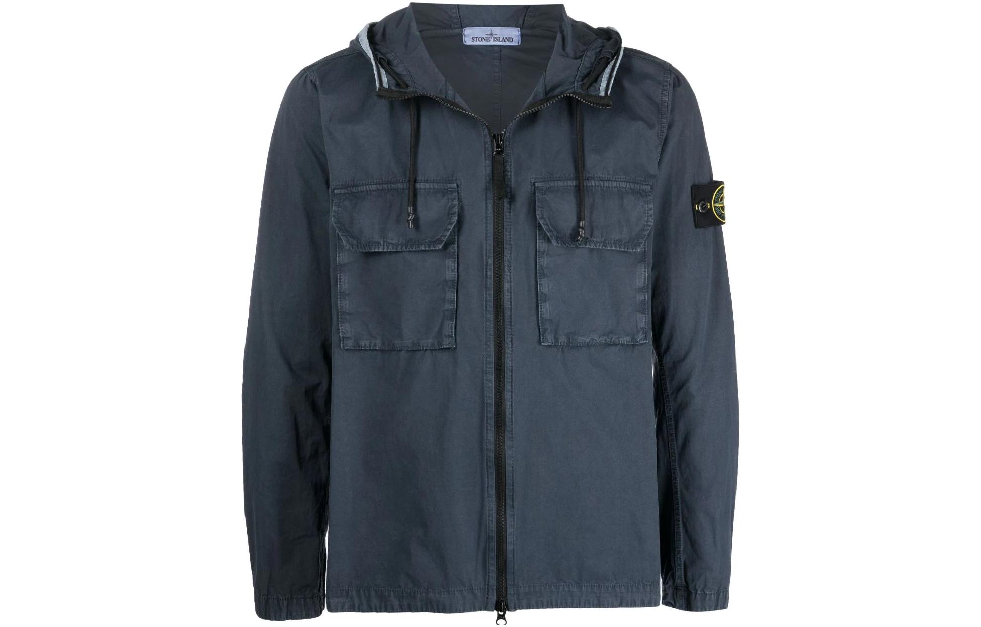 Stone Island SS22 Compass Patch Solid Color Hooded Jacket Men’s Blue 7615122WN-V0124