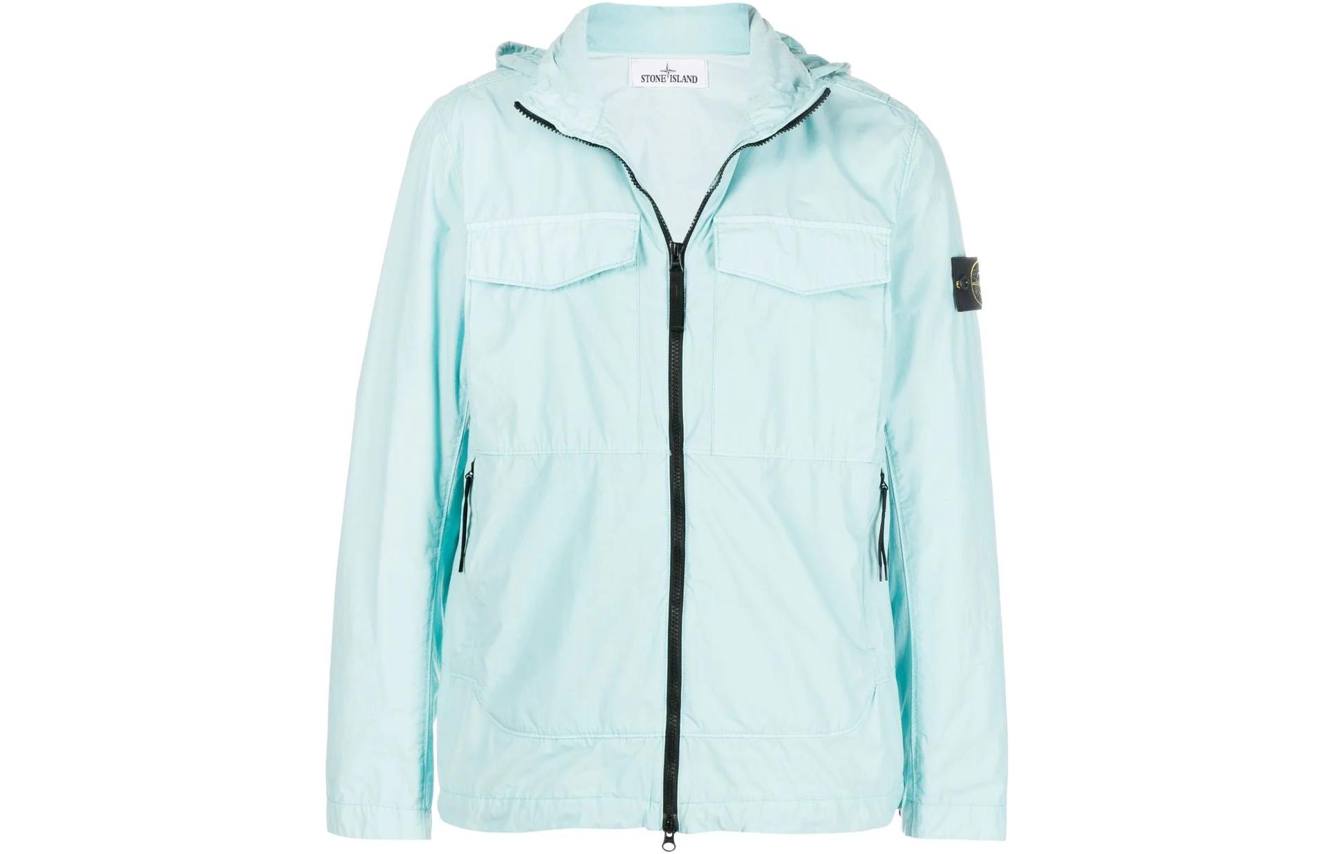 Stone Island SS22 Compass Patch Zip Jacket Light Blue 761540532-V0044