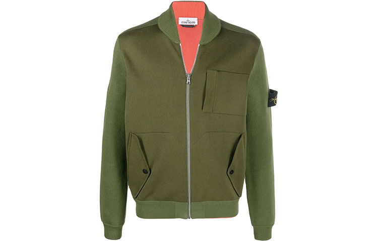 Stone Island SS22 Compass Patch Zip Pocket Sweatshirt Military Green 7615507D1-V0058