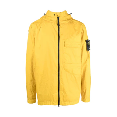 Stone Island SS22 Compass Series Yellow Zip-Up Hoodie Jacket for Men 761540223-V0030