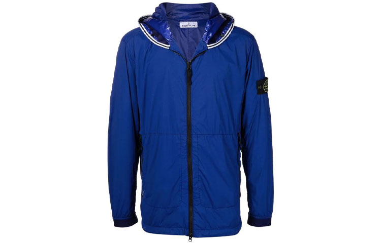 Stone Island SS22 Compass Solid Color Hooded Jacket Blue 761541131-V0022