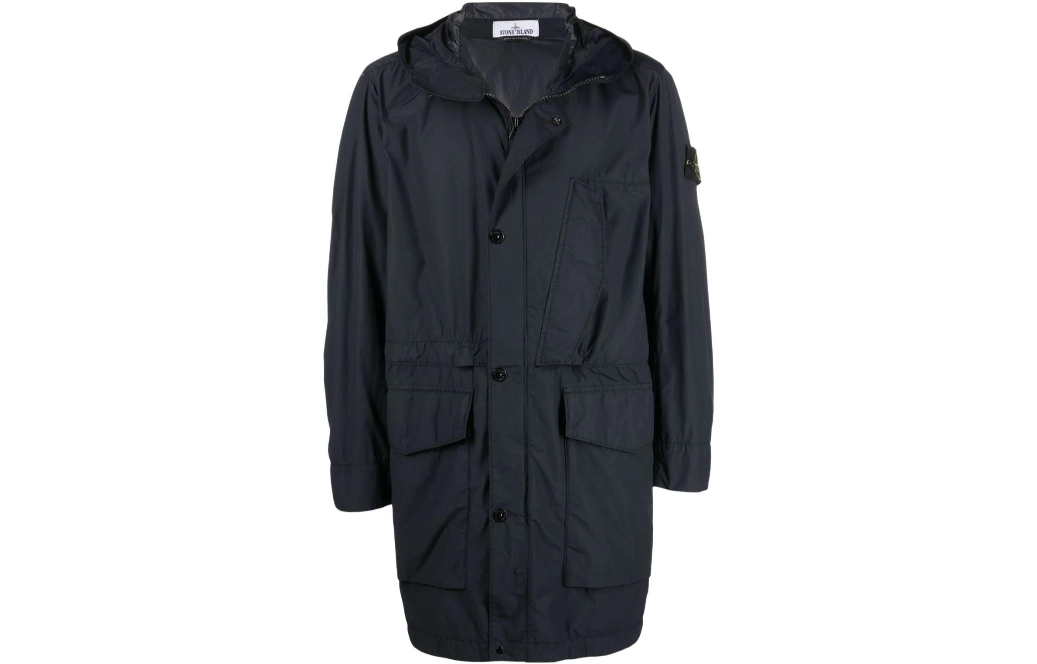 Stone Island SS22 Compass Solid Color Hooded Pocket Jacket Blue 761570132-V0020