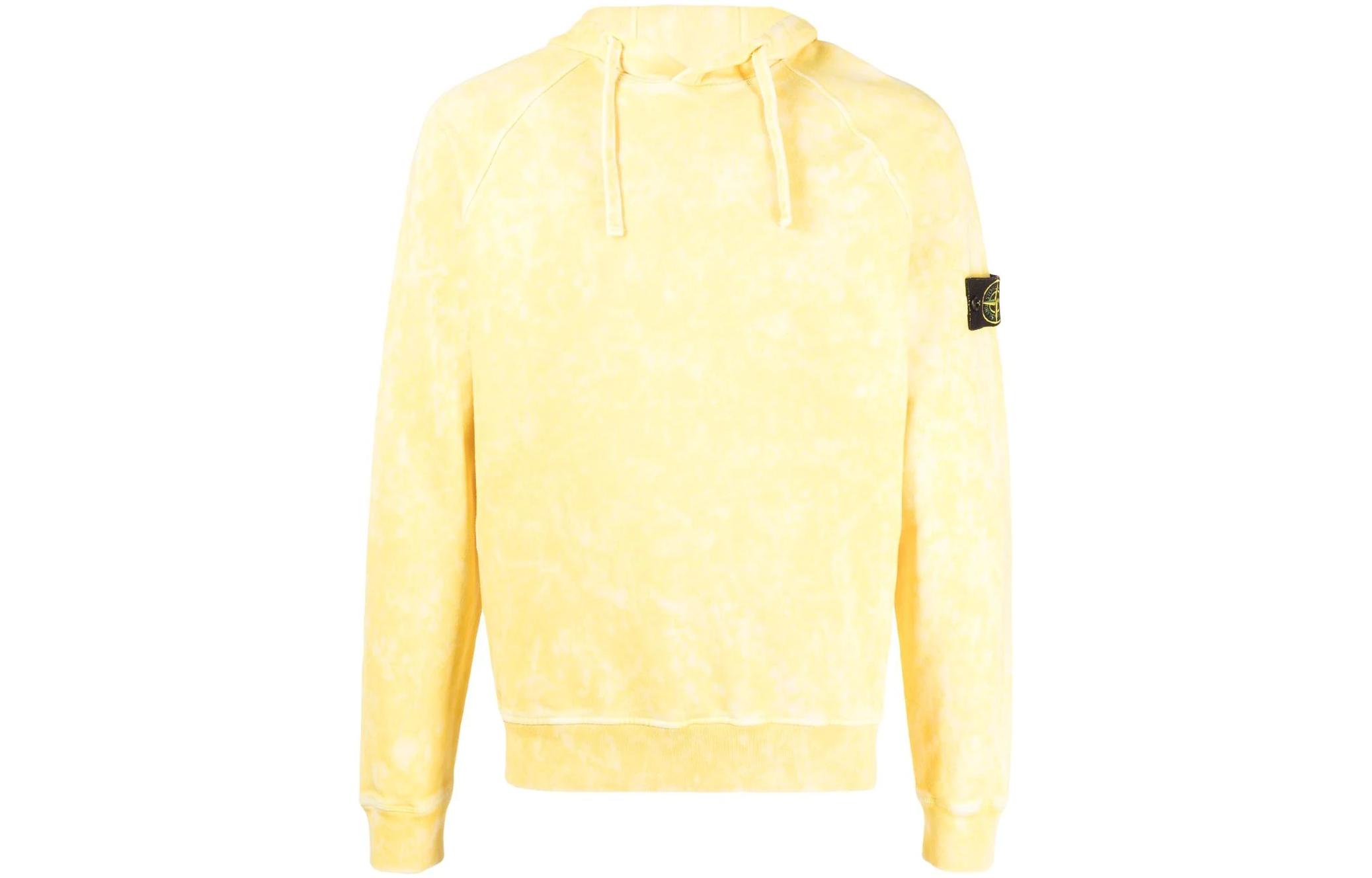 Stone Island SS22 Compass Tie-Dye Hoodie Yellow Long-Sleeve Pullover 761561338-V0030