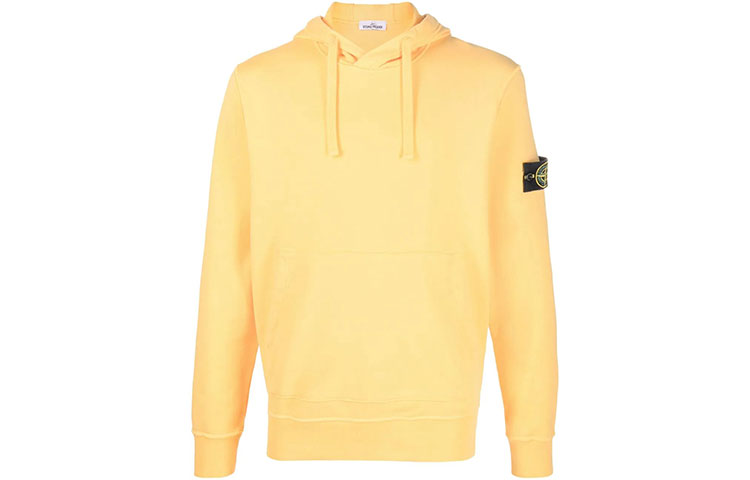 Stone Island SS22 Compass Yellow Drawstring Pullover Hoodie 761564151-V0030