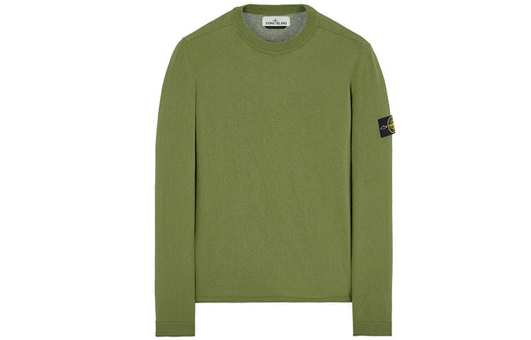 Stone Island SS22 Crewneck Pullover Sweatshirt Military Green 7615532B9-V0058