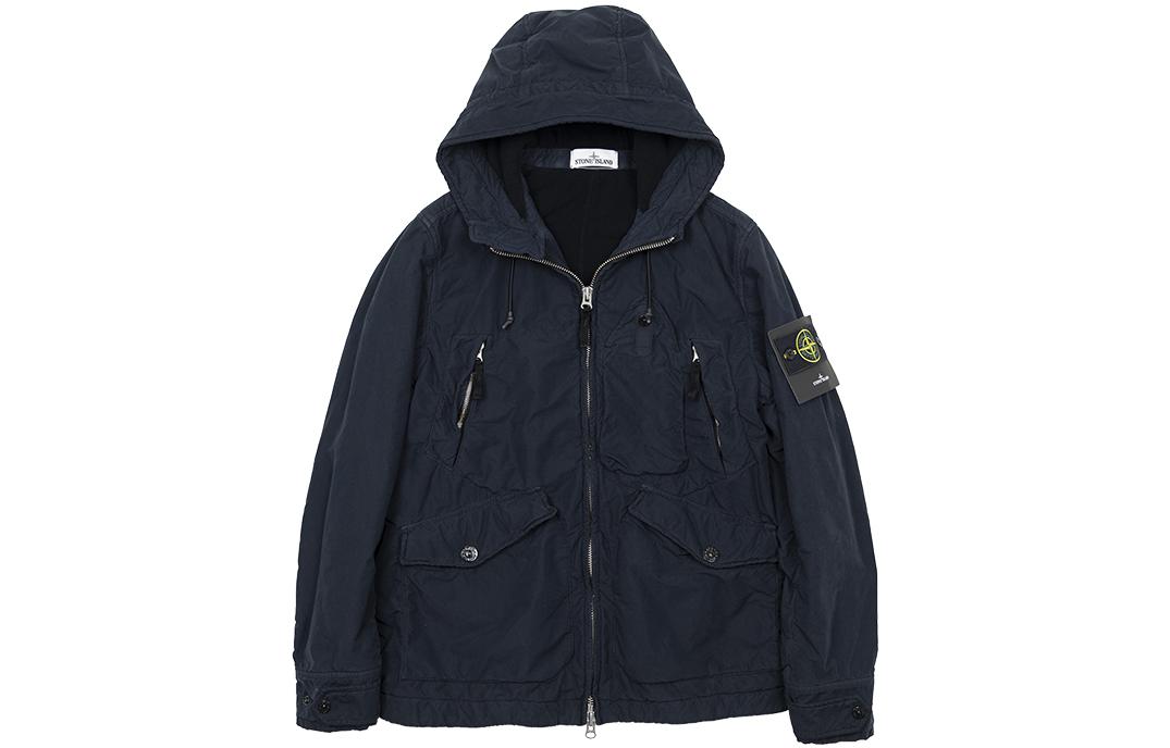 Stone Island SS22 Deep Blue Hooded Multi-Pocket Jacket for Men 731540931-V0028