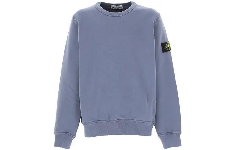 Stone Island SS22 Detachable Badge Crewneck Sweatshirt Blue 7615543B2-V0024