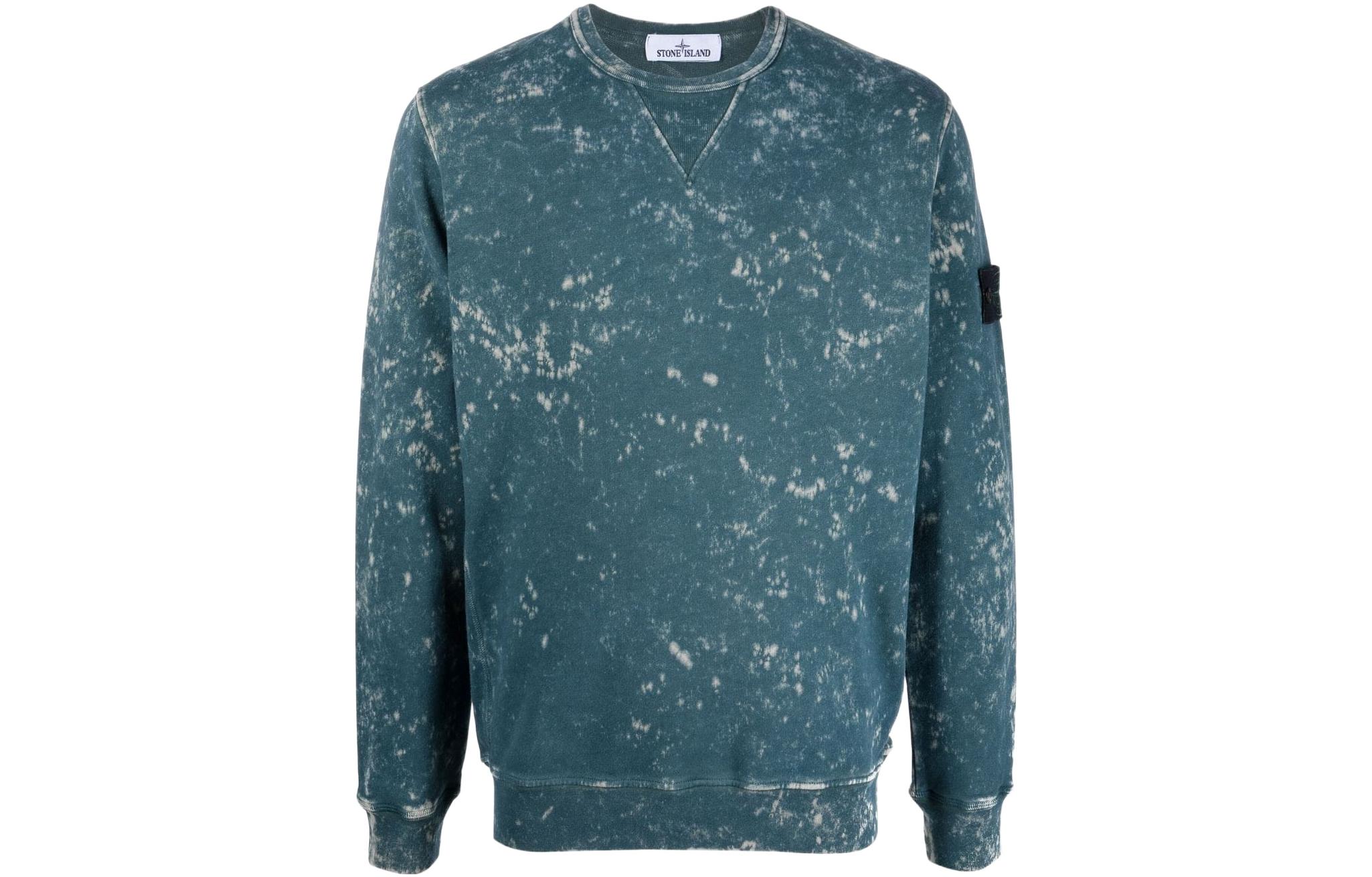 Stone Island SS22 Dyed Crewneck Long Sleeve Sweatshirt Blue 761561538-V0046