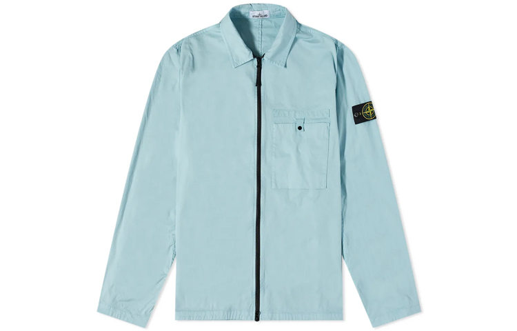 Stone Island SS22 Embroidered Badge Single Pocket Long-Sleeve Jacket Sky Blue Men 761512619-V0044