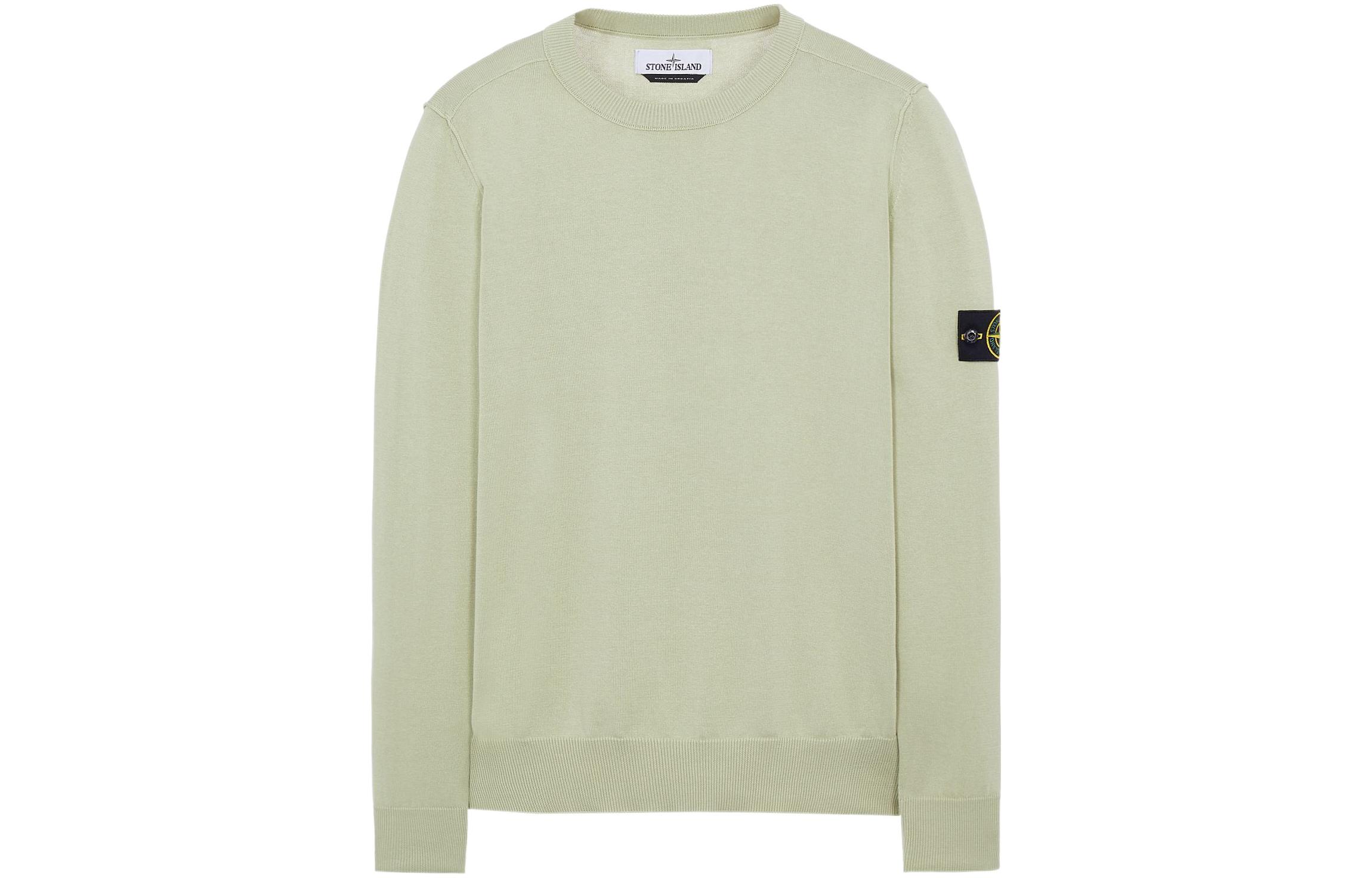 Stone Island SS22 Embroidered Logo Pullover Sweatshirt Light Green  Wear 7615540B2-V0052