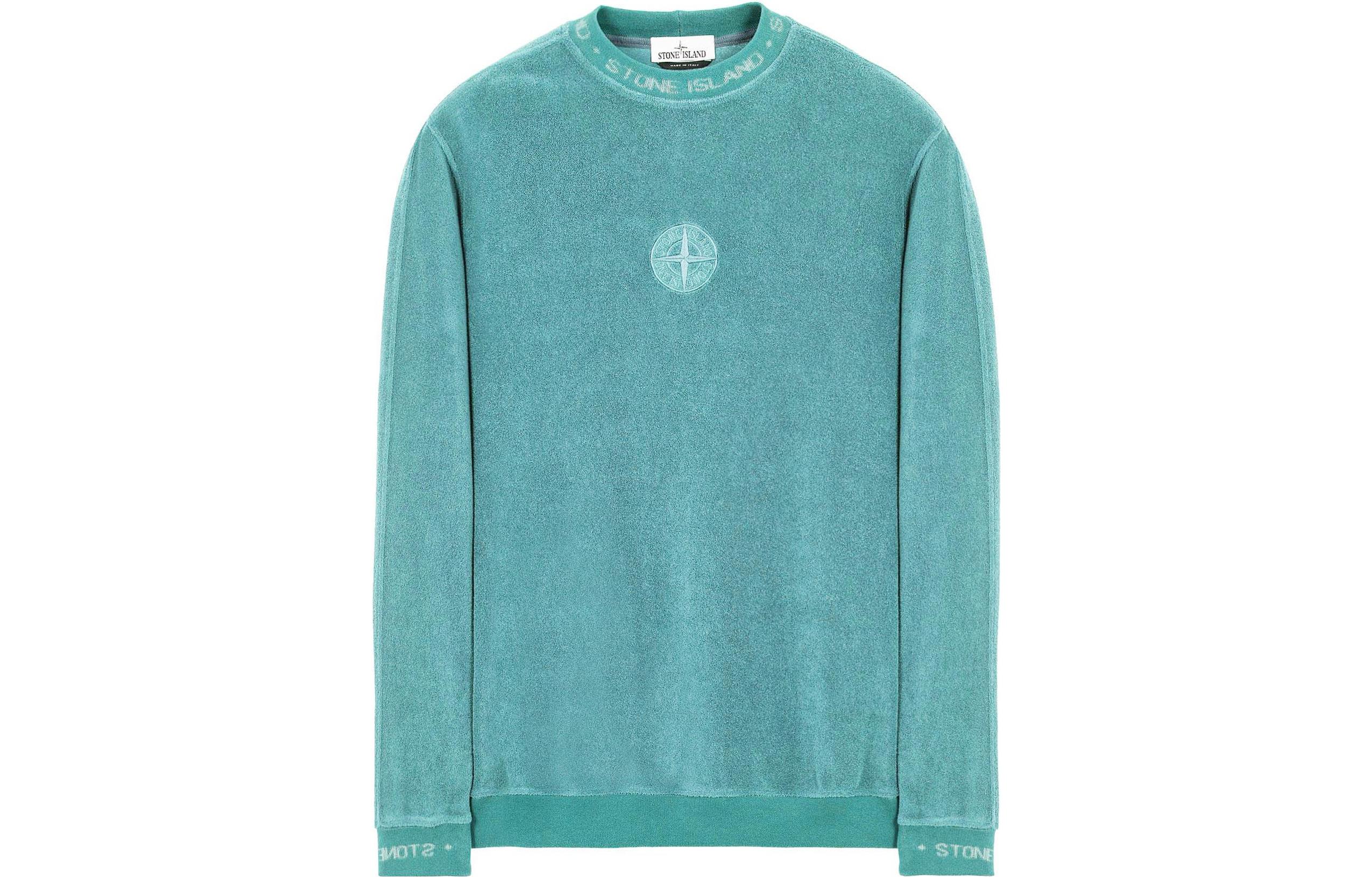 Stone Island SS22 Embroidered Logo Pullover Sweatshirt Mint Green 7615652e3-v0044
