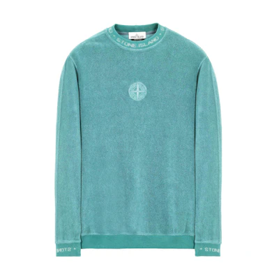 Stone Island SS22 Embroidered Logo Pullover Sweatshirt Mint Green 7615652e3-v0044