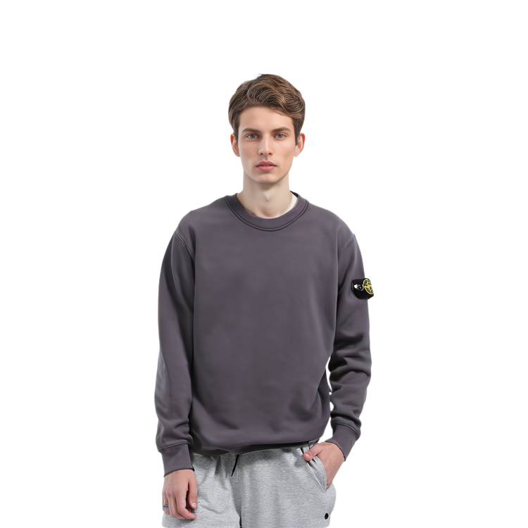 Shop STONE ISLAND SS22 工藝染色圓領衛衣 深灰色 男裝 761563051-V0065