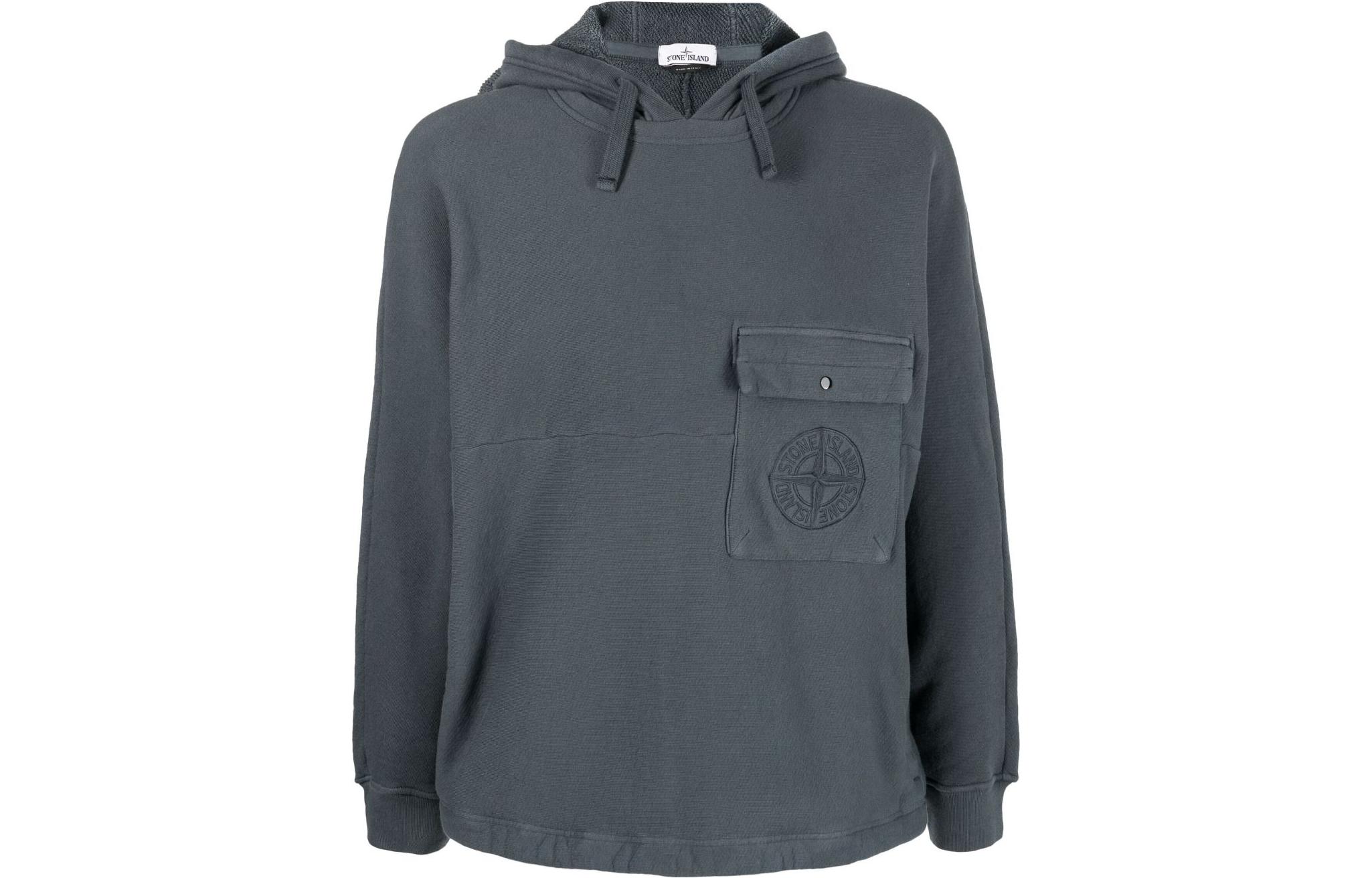 Stone Island SS22 Gray Solid Color Long-Sleeve Hoodie 761561253-V0024