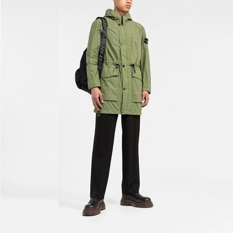 STONE ISLAND SS22 Green Hooded Mid-Length Jacket for Men - Fall Collection. 761570132-V0058 圖 3