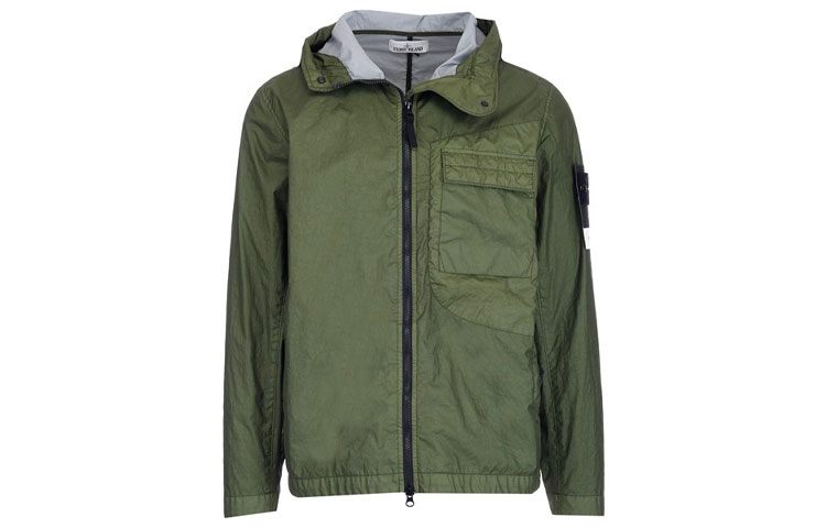 Stone Island SS22 Green Logo Hooded Jacket MO761540223-V0058
