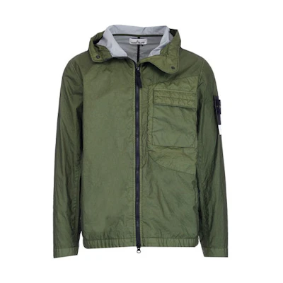 Stone Island SS22 Green Logo Hooded Jacket MO761540223-V0058