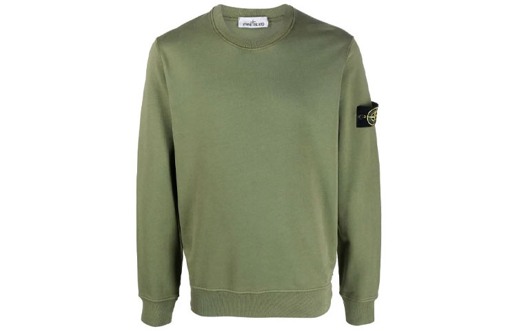 Stone Island SS22 Green Logo Patch Crewneck Long-Sleeve Sweatshirt 761563051-V0058