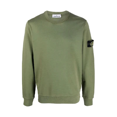 Stone Island SS22 Green Logo Patch Crewneck Long-Sleeve Sweatshirt 761563051-V0058