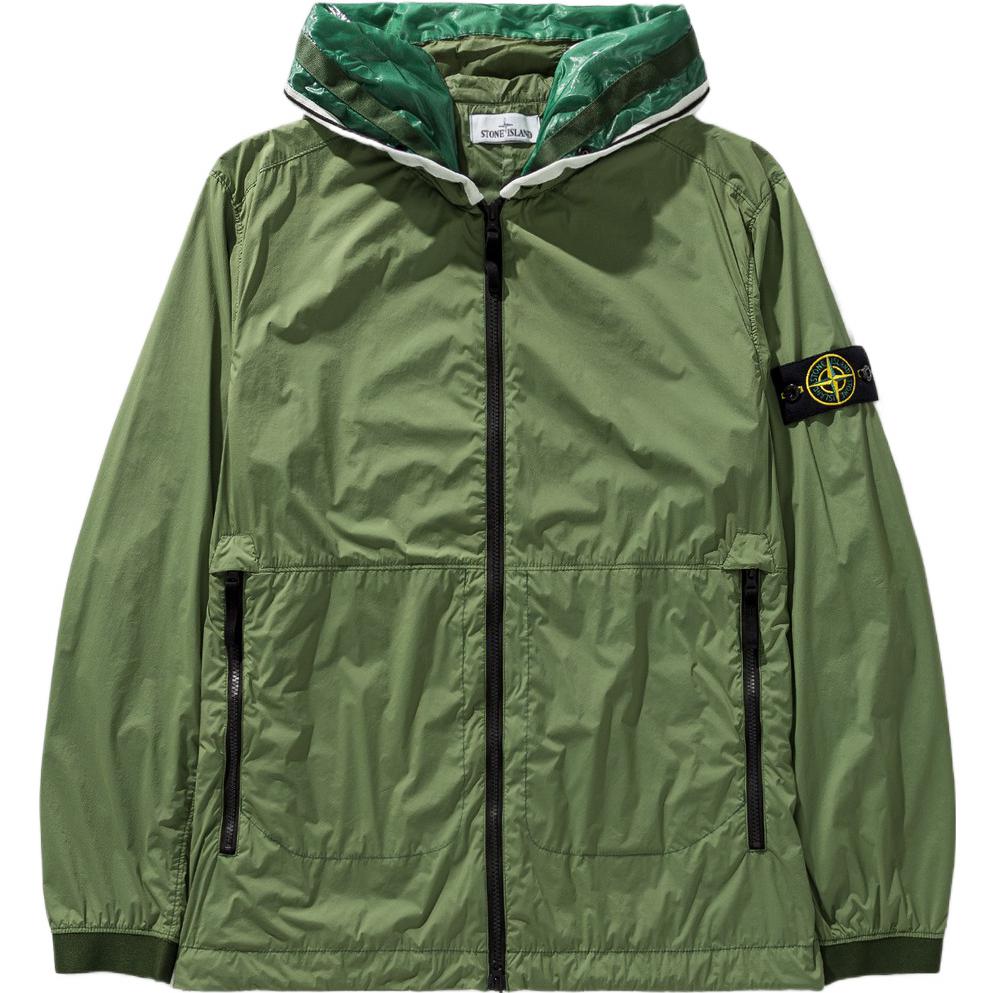 Stone Island SS22 Green Logo Print Hooded Jacket for Men 761541131-V0058
