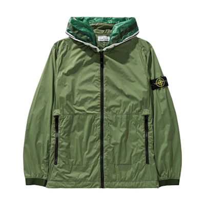 Stone Island SS22 Green Logo Print Hooded Jacket for Men 761541131-V0058