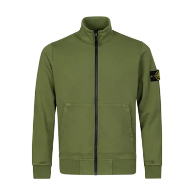 Stone Island SS22 Green Plain Stand Collar Jacket with Logo Patch 761564351-V0058