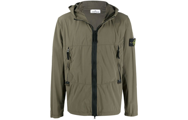 Stone Island SS22 Green Solid Zip-Up Hooded Jacket 741540131-V0058