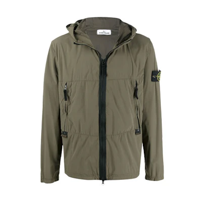 Stone Island SS22 Green Solid Zip-Up Hooded Jacket 741540131-V0058