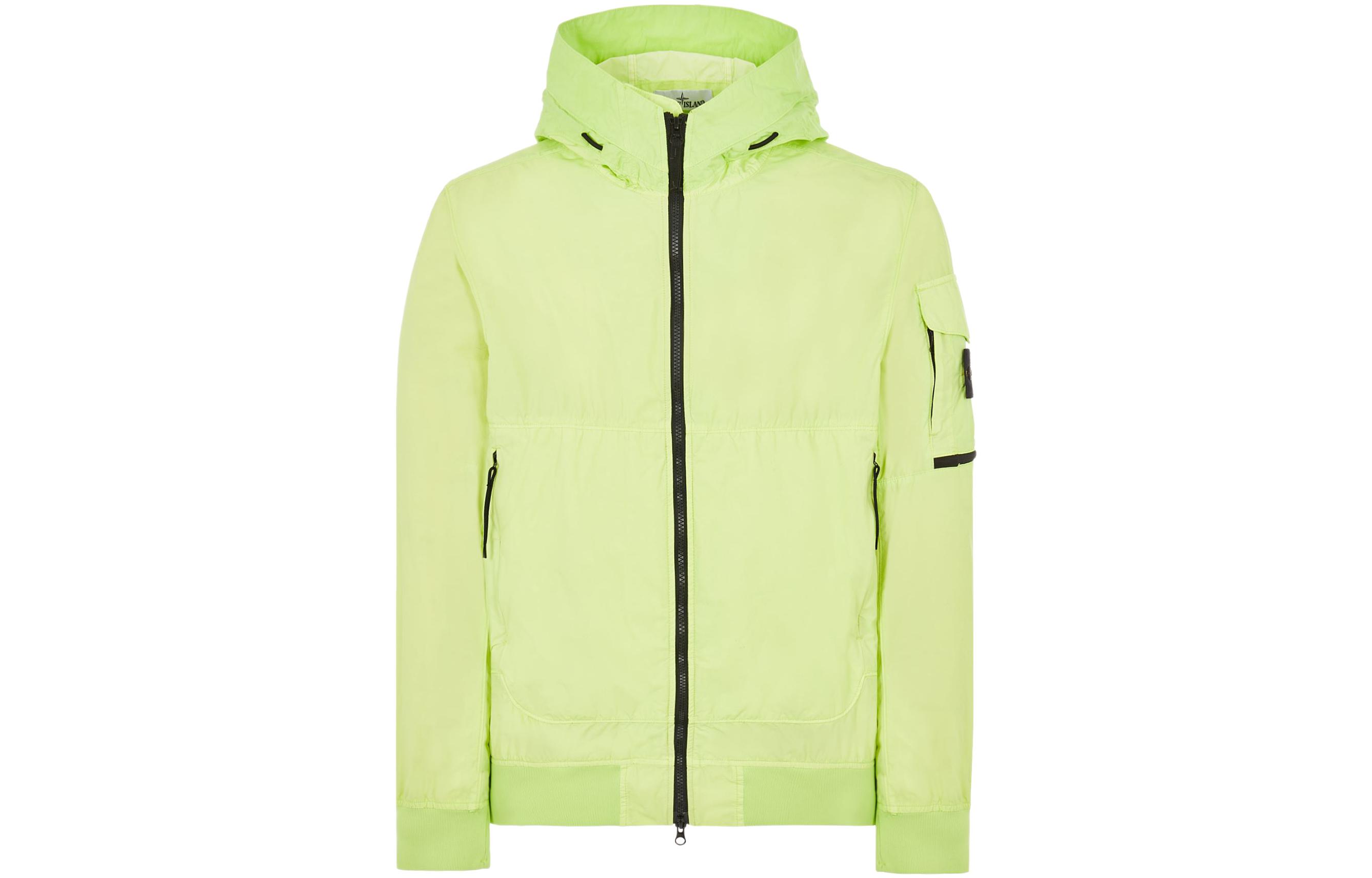 Stone Island SS22 Lemon Yellow Zip-Up Hooded Jacket 761540632-V0031