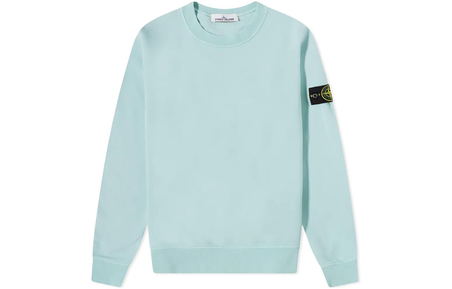 Stone Island SS22 Light Blue Logo Crewneck Sweatshirt 7615557ea-v0044