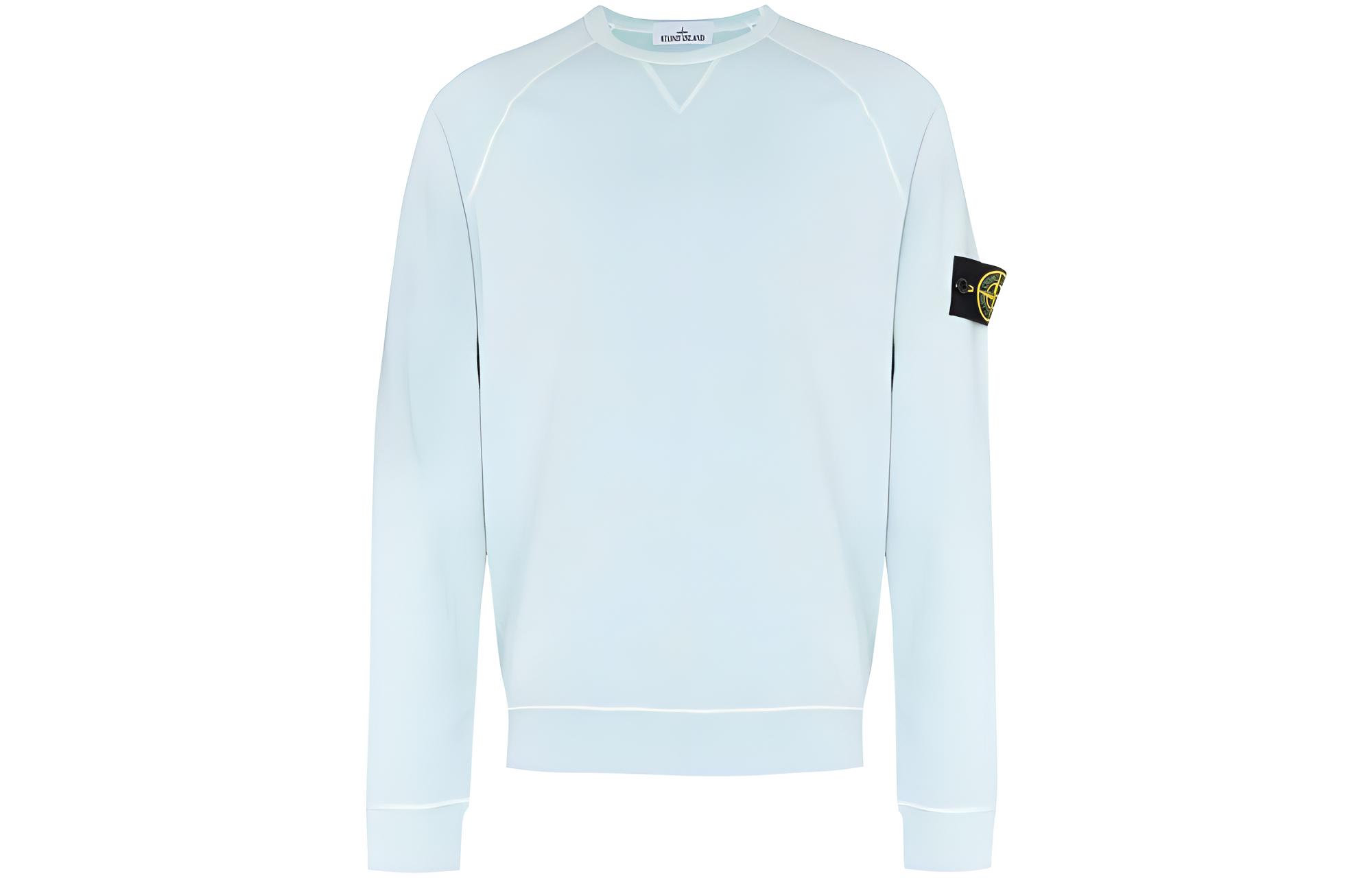 Stone Island SS22 Light Blue Raglan Sleeve Sweatshirt with Logo Patch 761566360-V0003