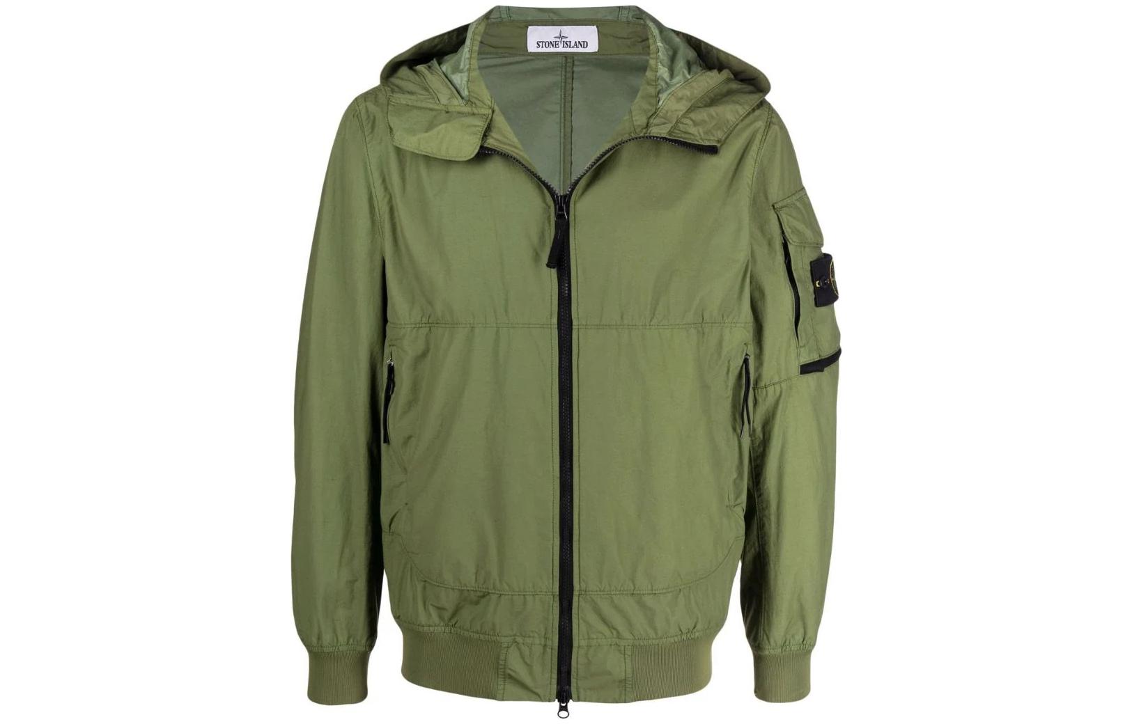 Stone Island SS22 Lightweight Badge Hoodie Jacket Military Green 761540632-V0058