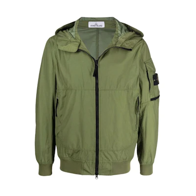Stone Island SS22 Lightweight Badge Hoodie Jacket Military Green 761540632-V0058