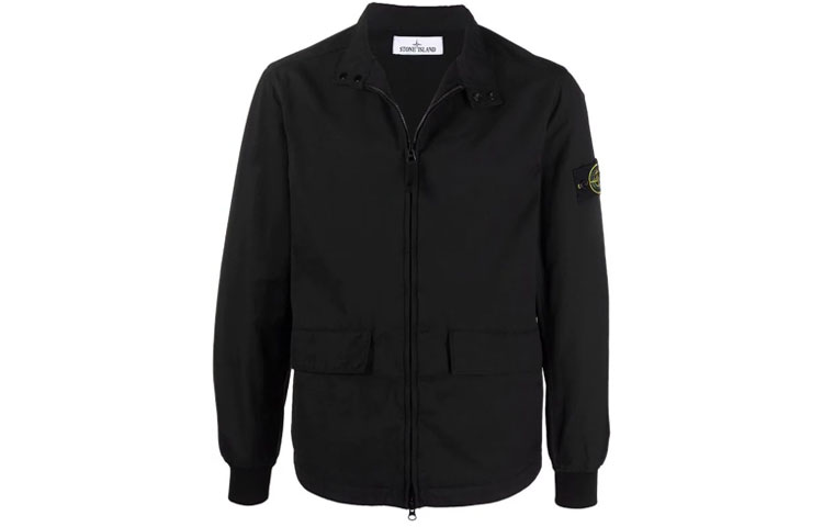 Stone Island SS22 Lightweight Embroidered Long Sleeve Jacket Black Mens 761541033-V0029