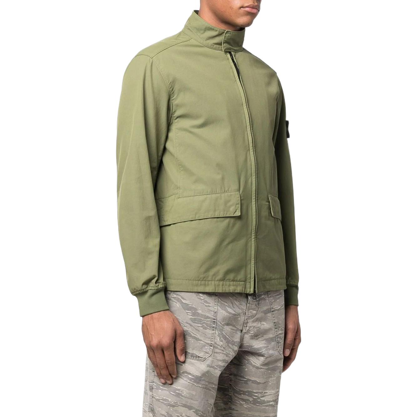 Shop STONE ISLAND SS22 Lightweight Logo Patch Jacket Military Green 761541033-V0058