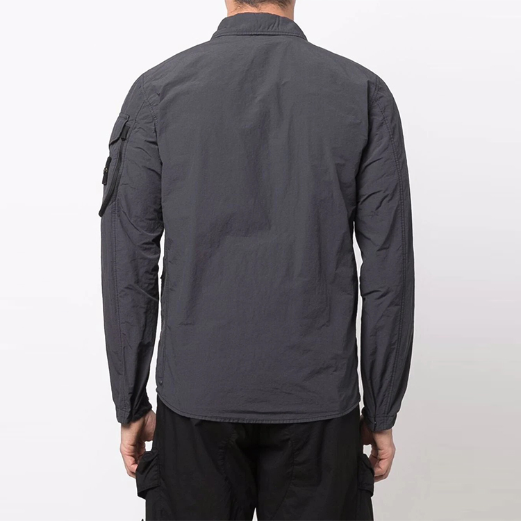 Stone Island SS22 Lightweight Logo Zip Jacket Mens - Charcoal Black 761510502-V0065 圖 4